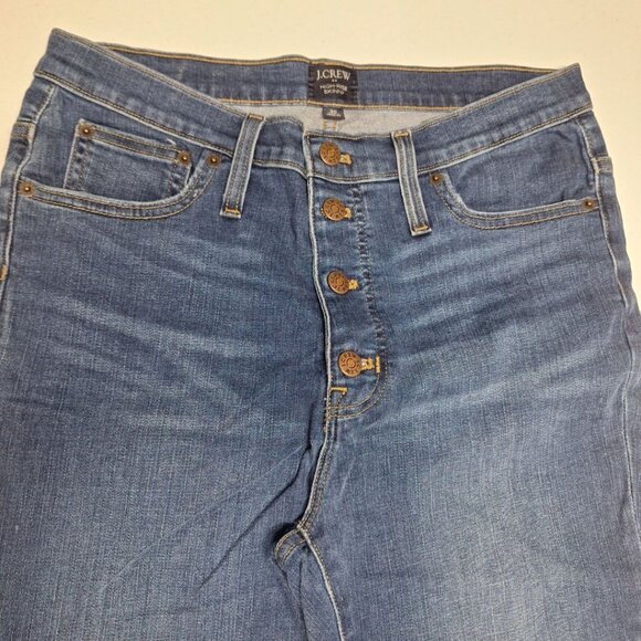J Crew Button Fly Capri Pants‎ Blue Jean Denim Womens 30 Skinny High Rise - Picture 2 of 9